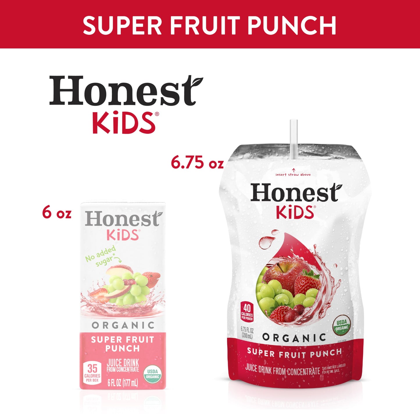 Honest Kids, Organic Super Fruit Punch, 6.75 Fl Oz Pouches, 8 Pack