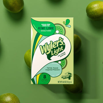 Wylers Light Powdered Drink Mix Variety Pack - 5 Flavors: Cotton Candy, Peach Ring, Banana, Vanilla, Kiwi Lime - 0.42 Ounce (Pack of 5)