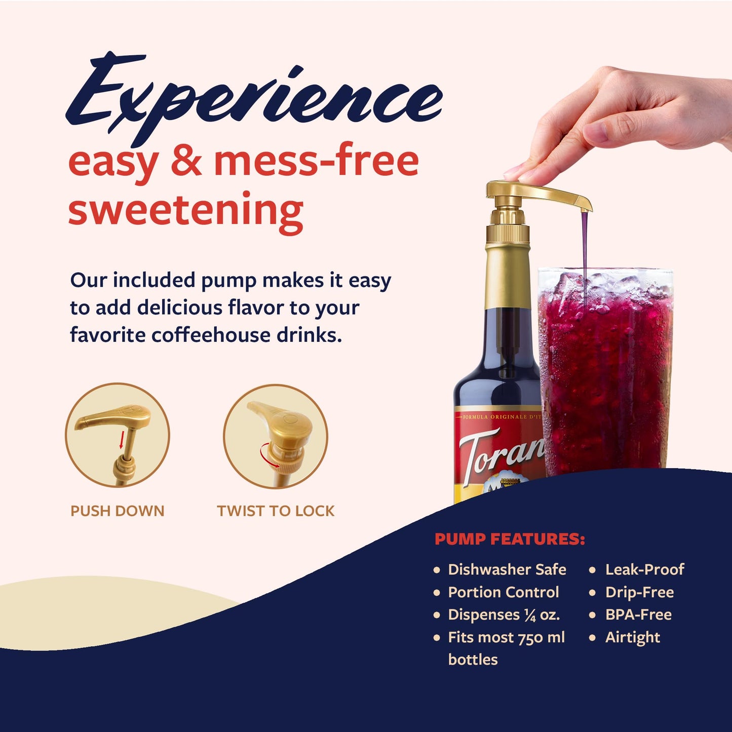 Torani Grape Syrup For Drinks, Flavoring For Iced Tea, Lemonade, Sodas, And Cocktails, Glass Bottle With Pump Included, 25.4 Fl