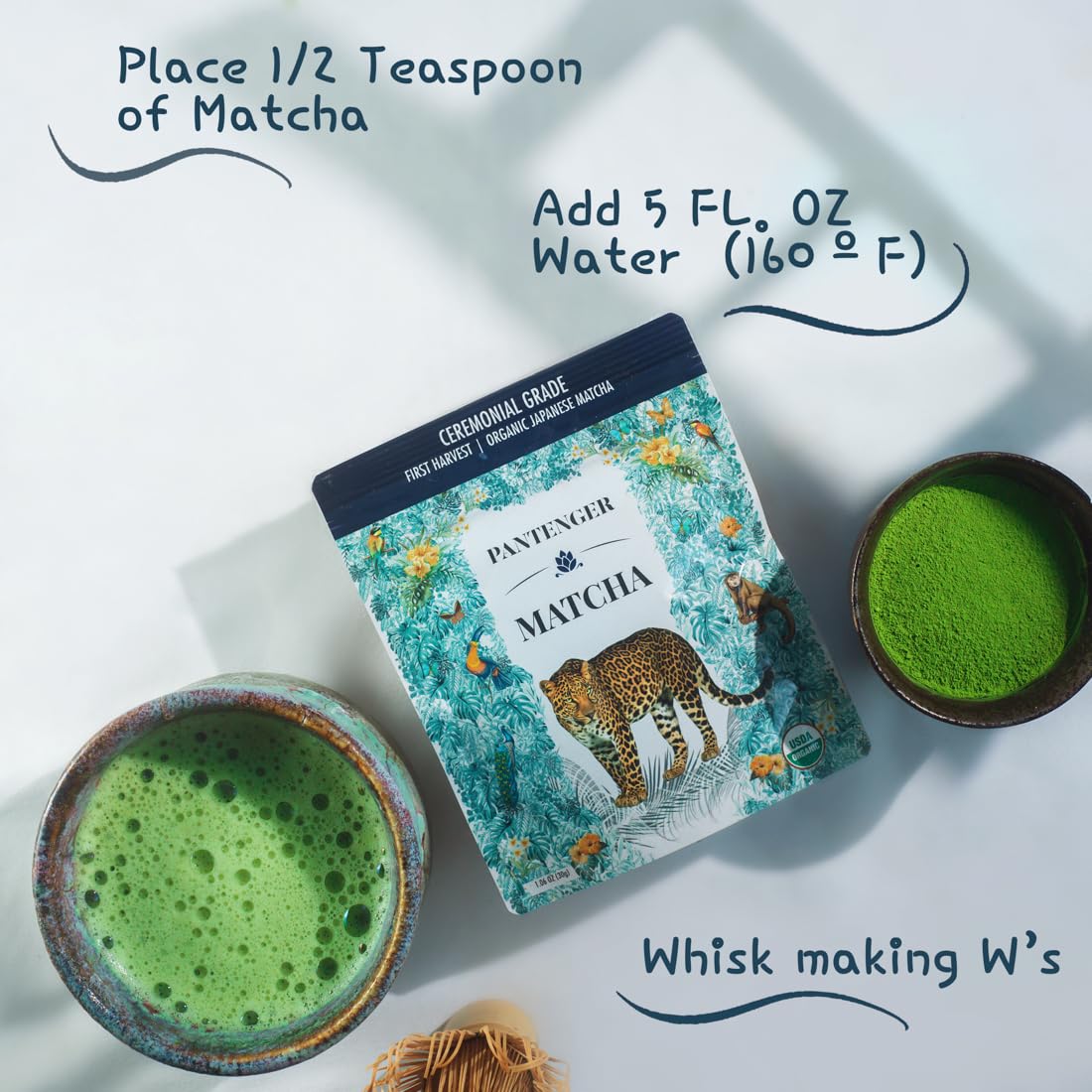 Pantenger Organic Ceremonial Grade Matcha - First Harvest, Hand Picked, Stone Milled, 1 Ounce