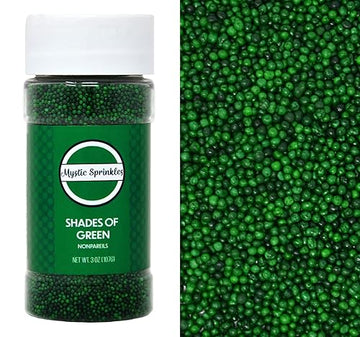 Mystic Sprinkles Solid Color Nonpareils 3.8Oz Bottle (Shades Of Green)