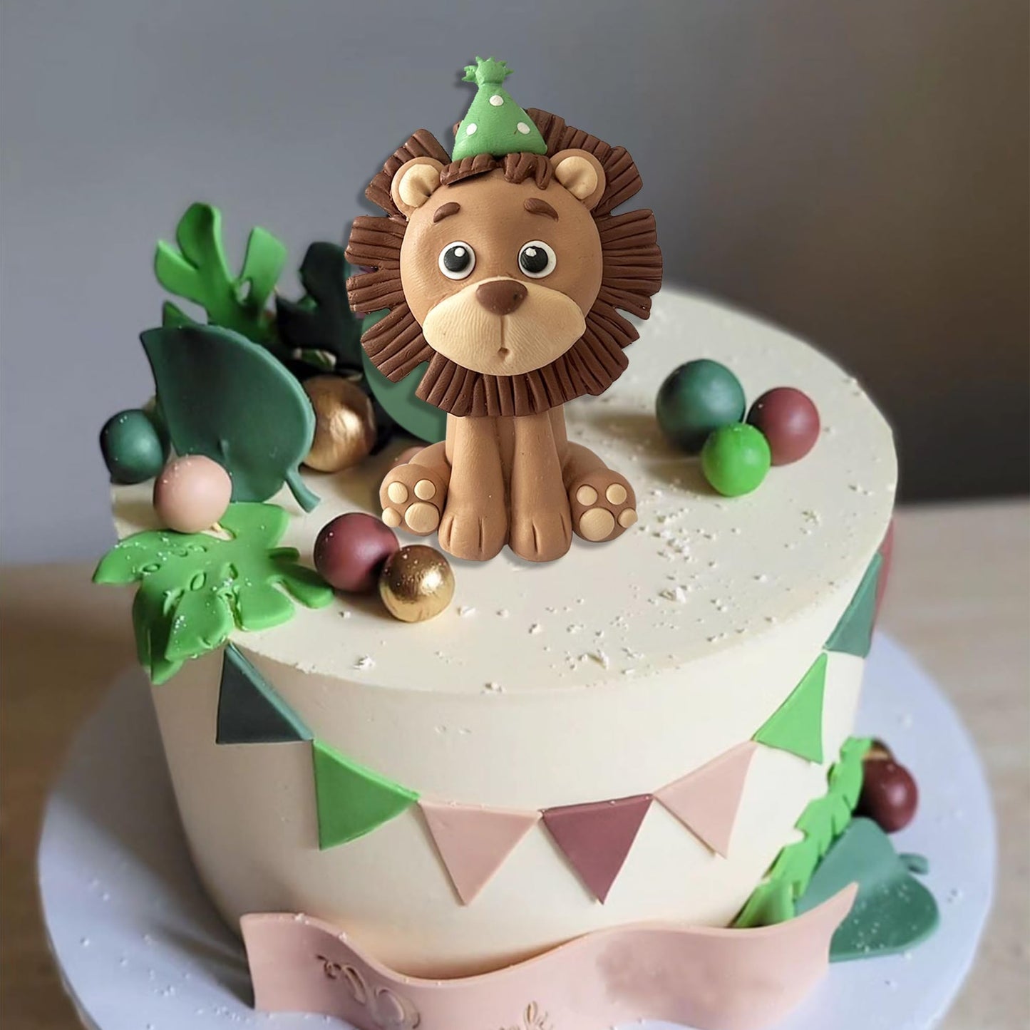 Lion Safari Jungle Animal Cake Toppers For Baby Shower Wild Themed Birthday Party Decorations (Ball)