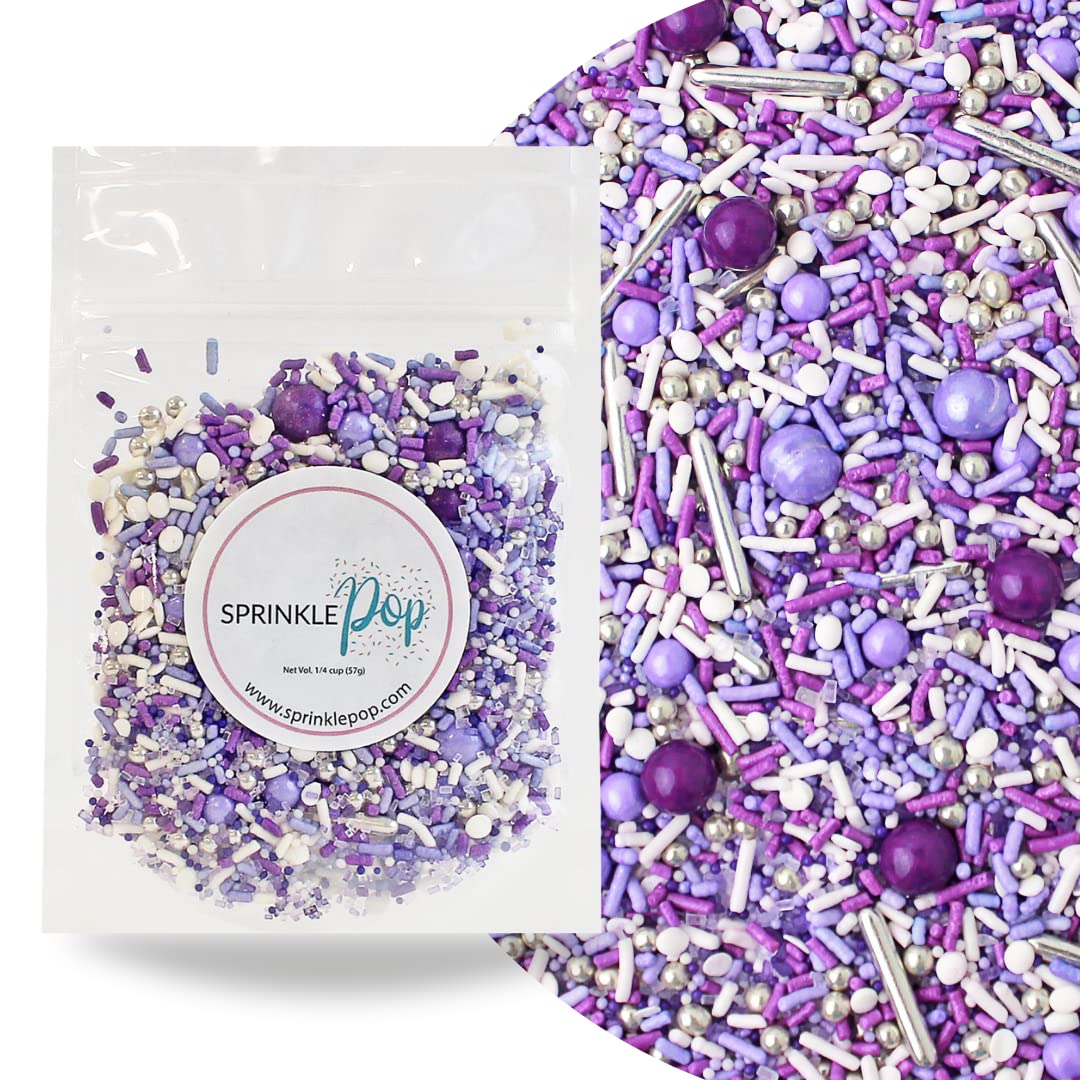 Perfectly Purple Sprinkle Mix| Made in USA By Sprinkle Pop| Monochromatic Mix of Rich Purples| Purple White Sprinkles For Decora