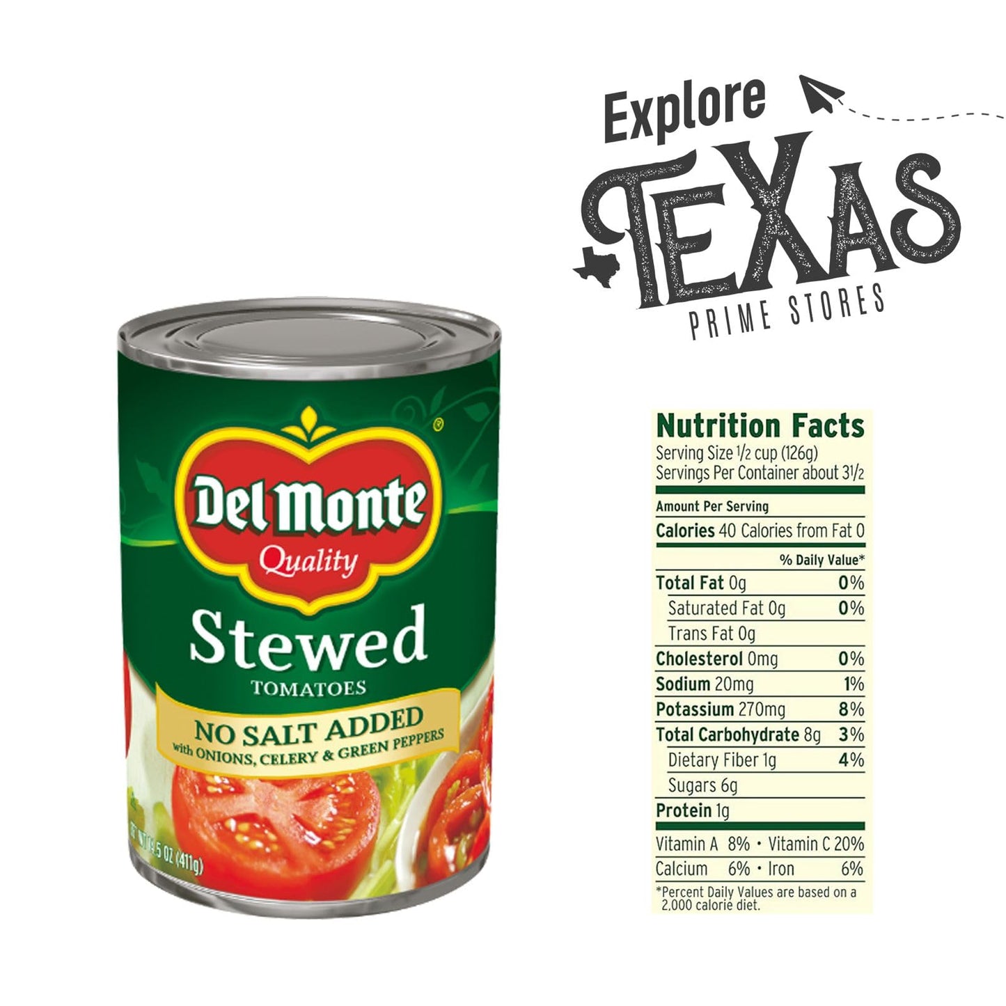 Del Monte - Lavinia Essentials Bundle: Tomatoes 12- Pack Of Stewed No Salt Added With Onions, Celery & Green Peppers Canned Vege