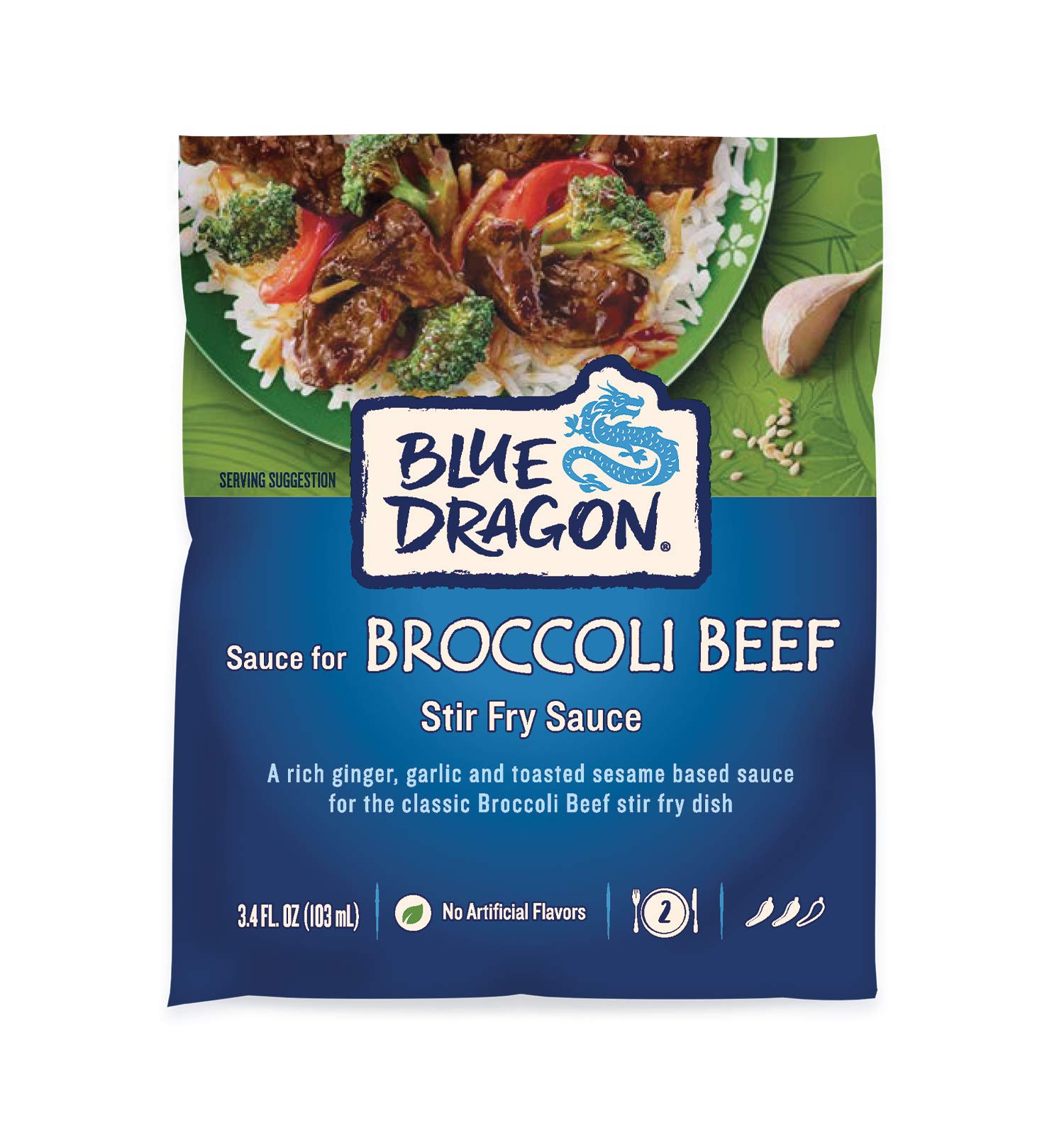 Blue Dragon Stir Fry Sauce, Broccoli Beef, 3.4 Oz (Pack of 1) Authentic Rich Sauce with Ginger, Garlic & Toasted Sesame| No Arti