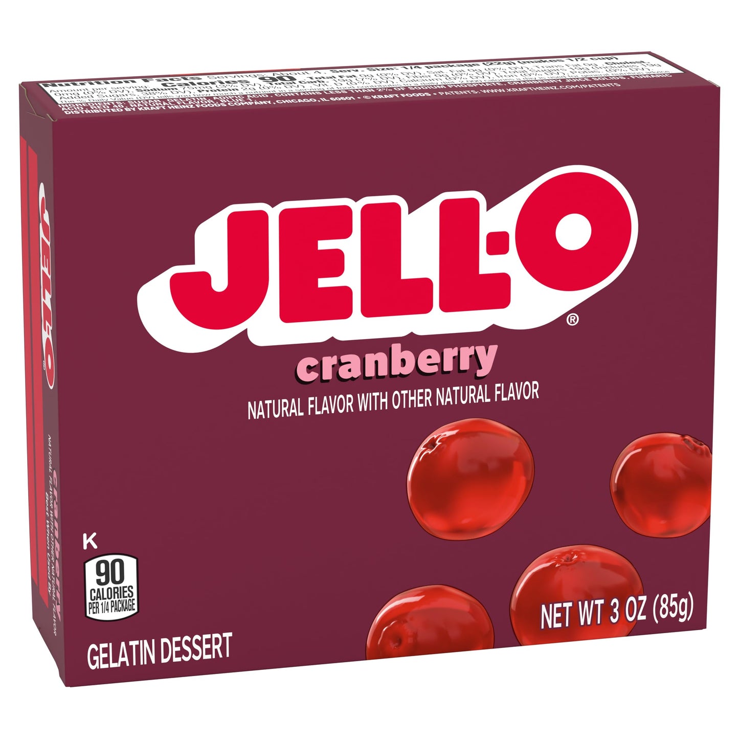 Jell-O Gelatin Dessert, Cranberry, 3-Ounce Boxes (Pack Of 4)