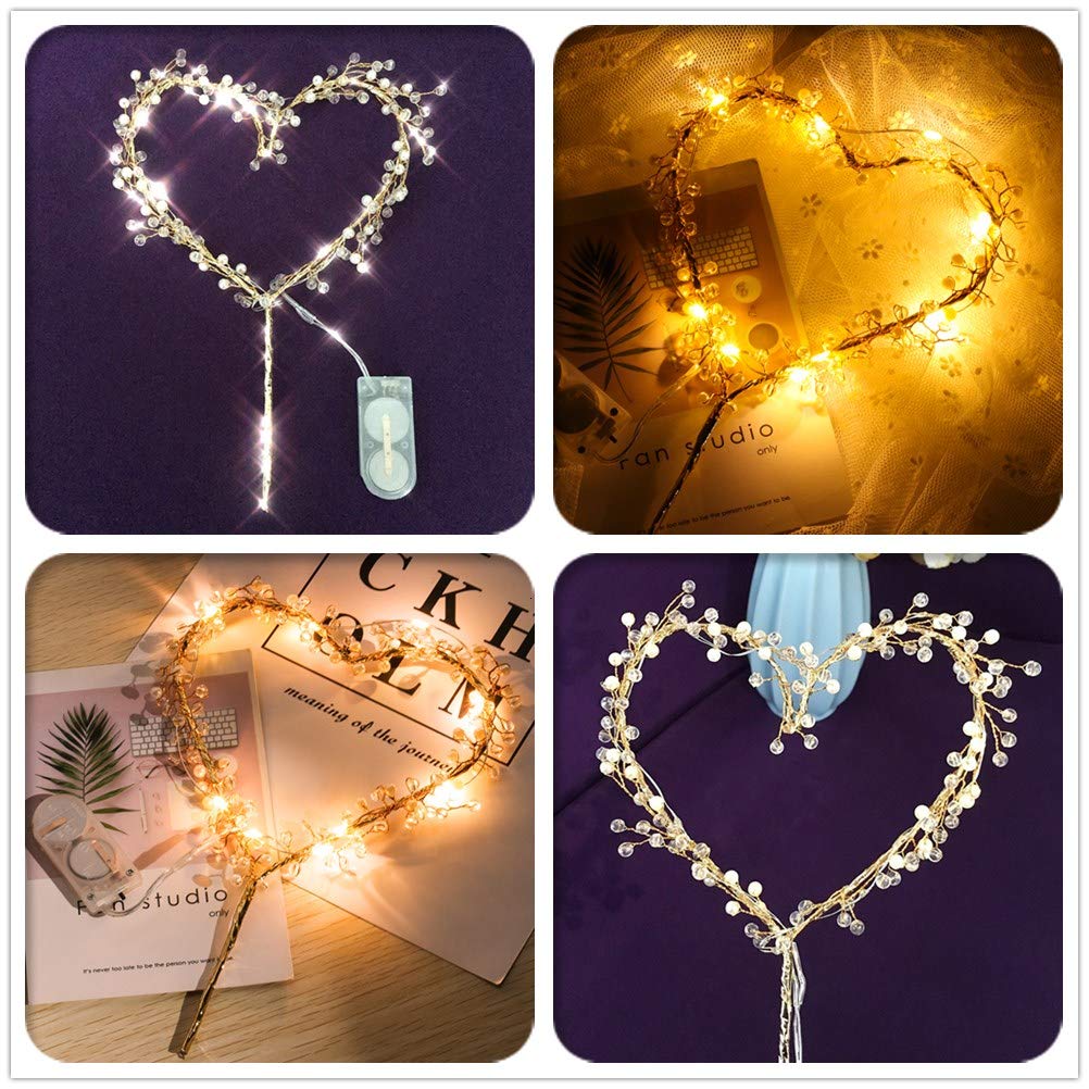 Kipetto Love Heart Pearl Cake Toppers With Led Light For Birthday Wedding Anniversary Party Decor