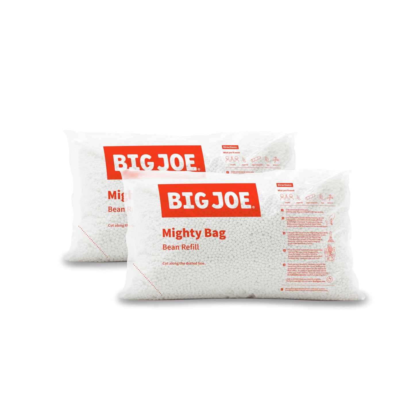 Big Joe Bean Refill, Polystyrene Beans For Bean Bags Or Crafts, 200 Liters, White
