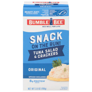 Bumble Bee Snack On The Run Tuna Salad with Crackers Kit, 3.5 oz - Ready to Eat, Spoon Included - Wild Caught Tuna - Shelf Stabl