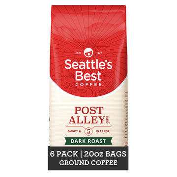 Seattles Best Coffee, Dark Roast Ground Coffee, Post Alley, 100% Arabica, 6 Bags (20 oz Each)