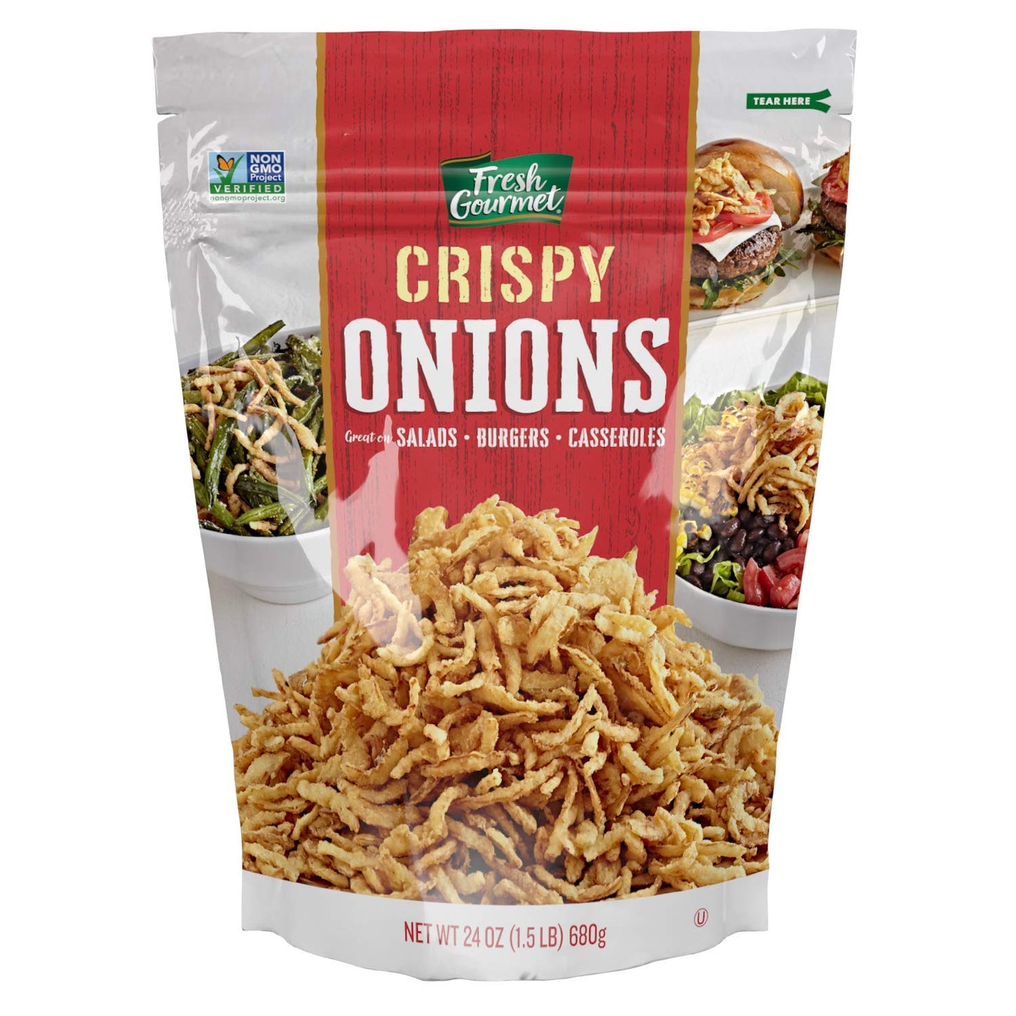 Fresh Gourmet Crispy Onions | 24 Ounce | Low Carb | Crunchy Snack And Salad Topper