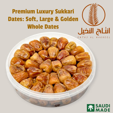 Premium Luxury Sukkari Dates - 2.2 Lbs (1Kg) | Soft, Large & Golden | Naturally Sweet With A Caramel-Like Flavor | Nutrient-Rich