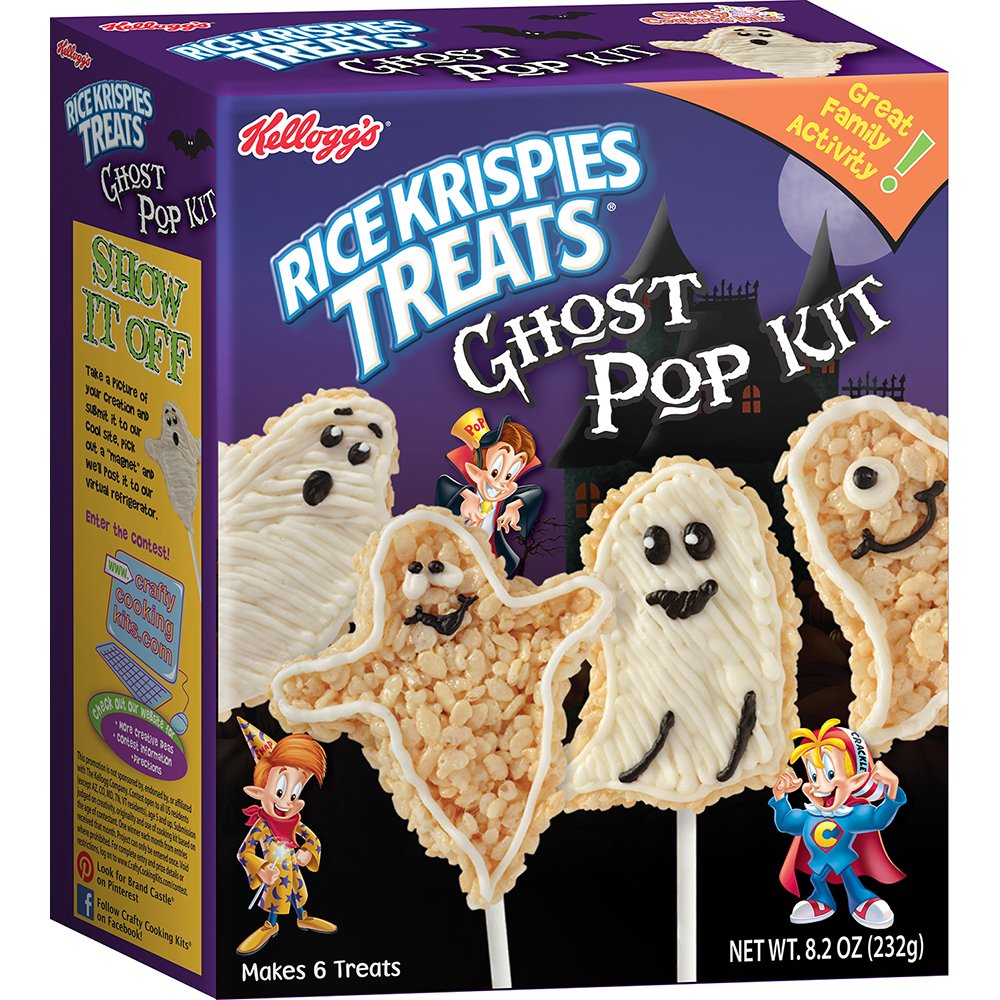 CRAFTY COOKING KITS Kellogg's Treats Ghost Pop Kit- Halloween Themed Snacks, Rice Krispies, 8.2 Oz