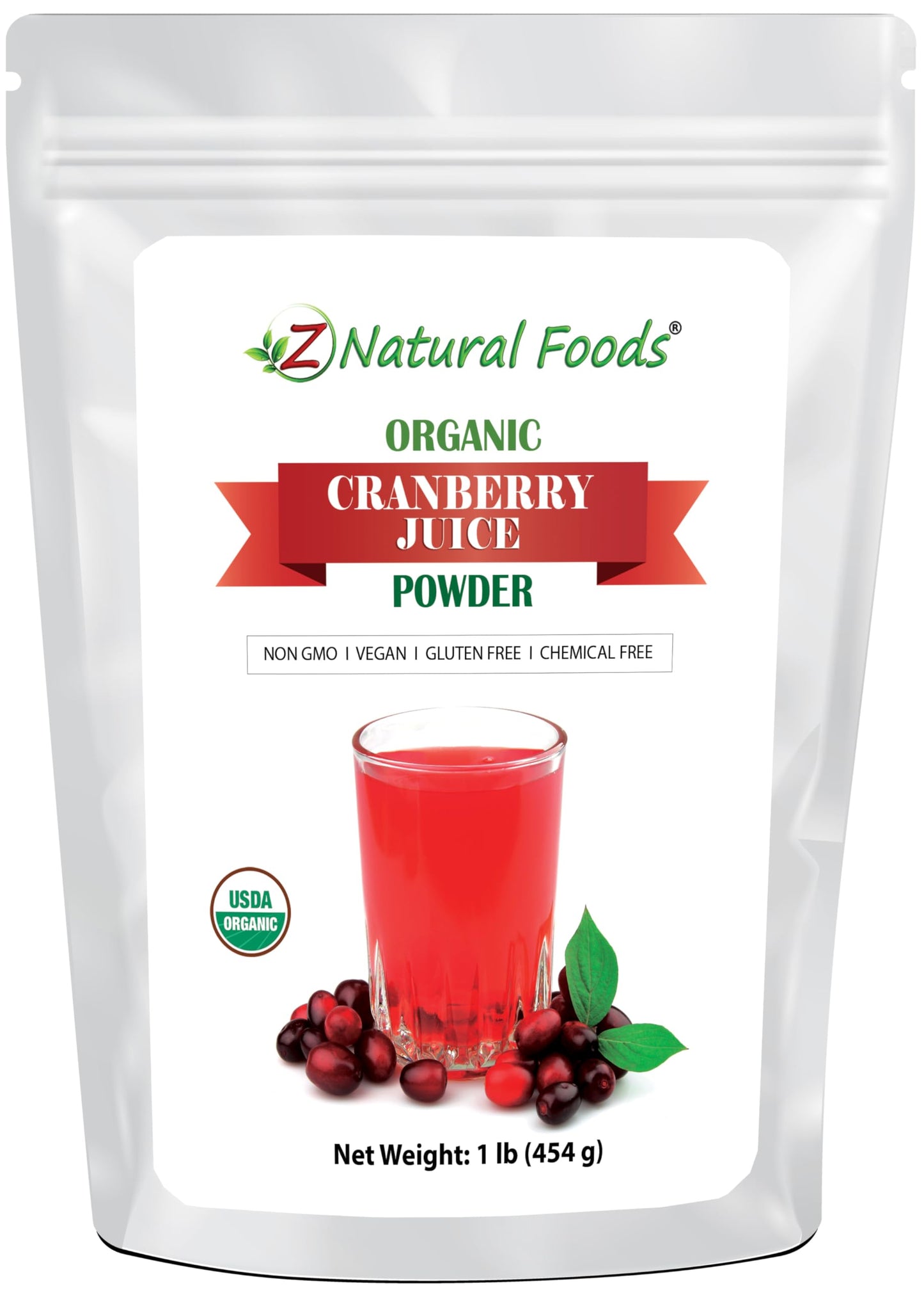Z Natural Foods Organic Cranberry Juice Powder, Vegan, Non-GMO, Gluten-Free, 16 Ounce (Pack of 1)