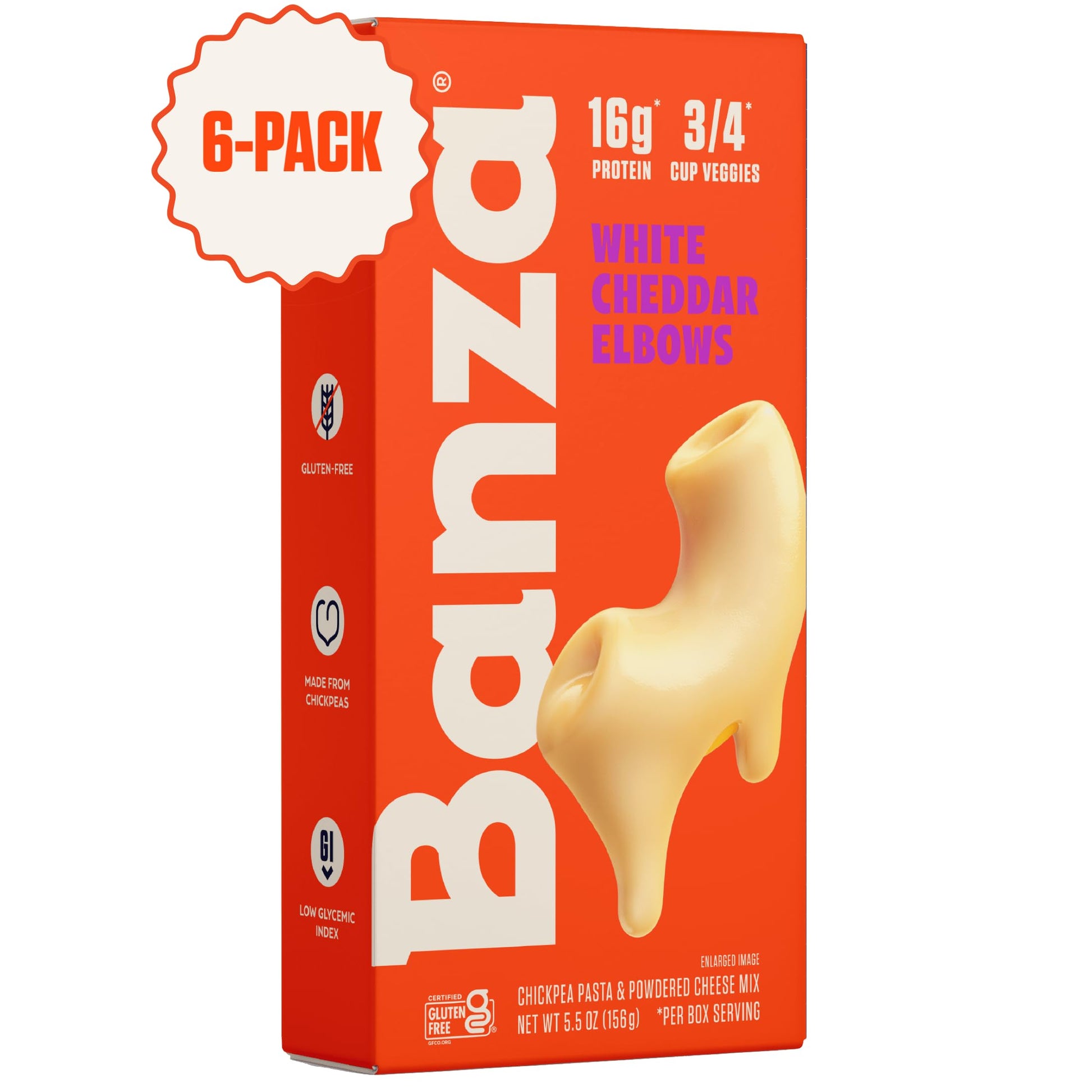 Banza Chickpea Pasta Mac & Cheese – High Protein Gluten Free Healthy Pasta – Mac & Cheese, Elbows With White Cheddar (Pack Of 6)