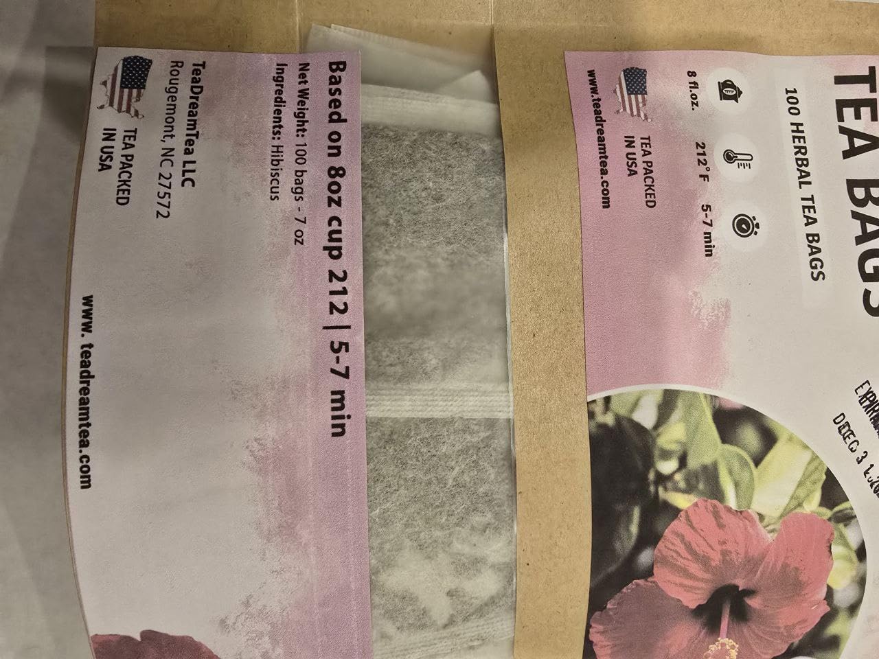 TeaDreamTea Hibiscus Tea Bags - Caffeine Free Herbal Tea, 300 Bleach-Free Bags, Brew Hot or Iced