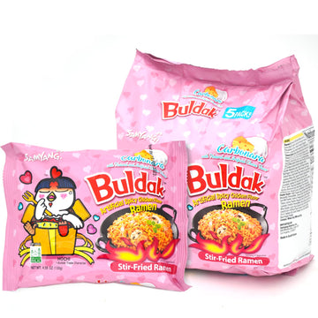 Samyang Buldak Hot Spicy Chicken Ramen Noodle Korean Stir-Fried Ramen, 2X Spicy 4.94 Oz(140G) & Carbonara Flavor 4.58Oz(130G), 5 Pack For Each Flavor