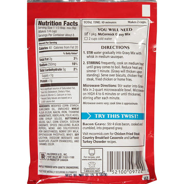 Mccormick Country Gravy Mix, No Artificial Flavors, 2.64 Ounce (Pack Of 4)