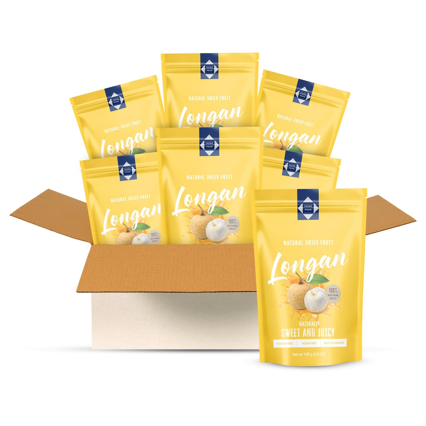 Natural Dried Longan - Naturally Sweet & Juicy Top-Grade Thai Fruit Gluten-Free Vegan High In Vitamins No Added Sugar Healthy Snack 21 Oz (600G) - Authentic Taste Of Thailand (Pack Of 6)