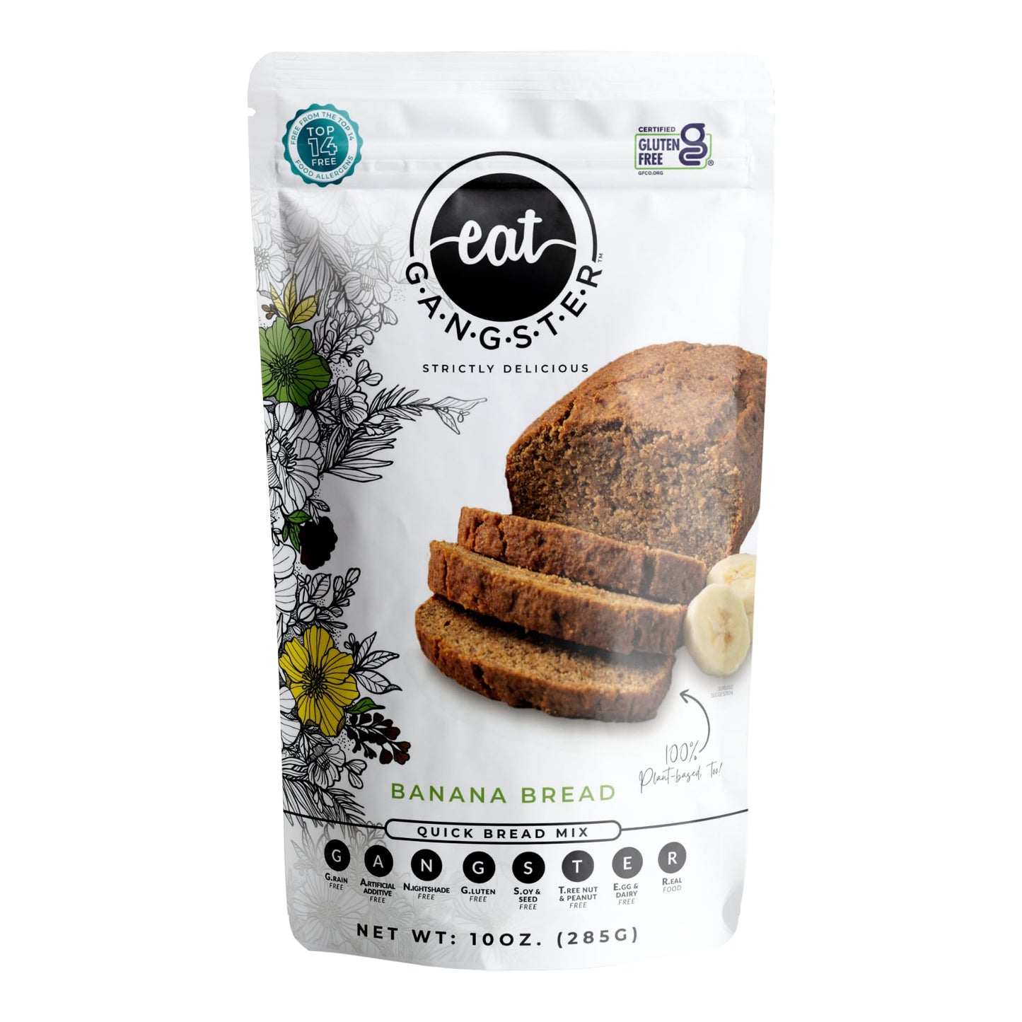 eat G.A.N.G.S.T.E.R. Vegan Banana Bread Mix, Allergy-Friendly Baking Mix, Grain-Free, No Dairy, Nuts, Gluten, Dairy, For Paleo &