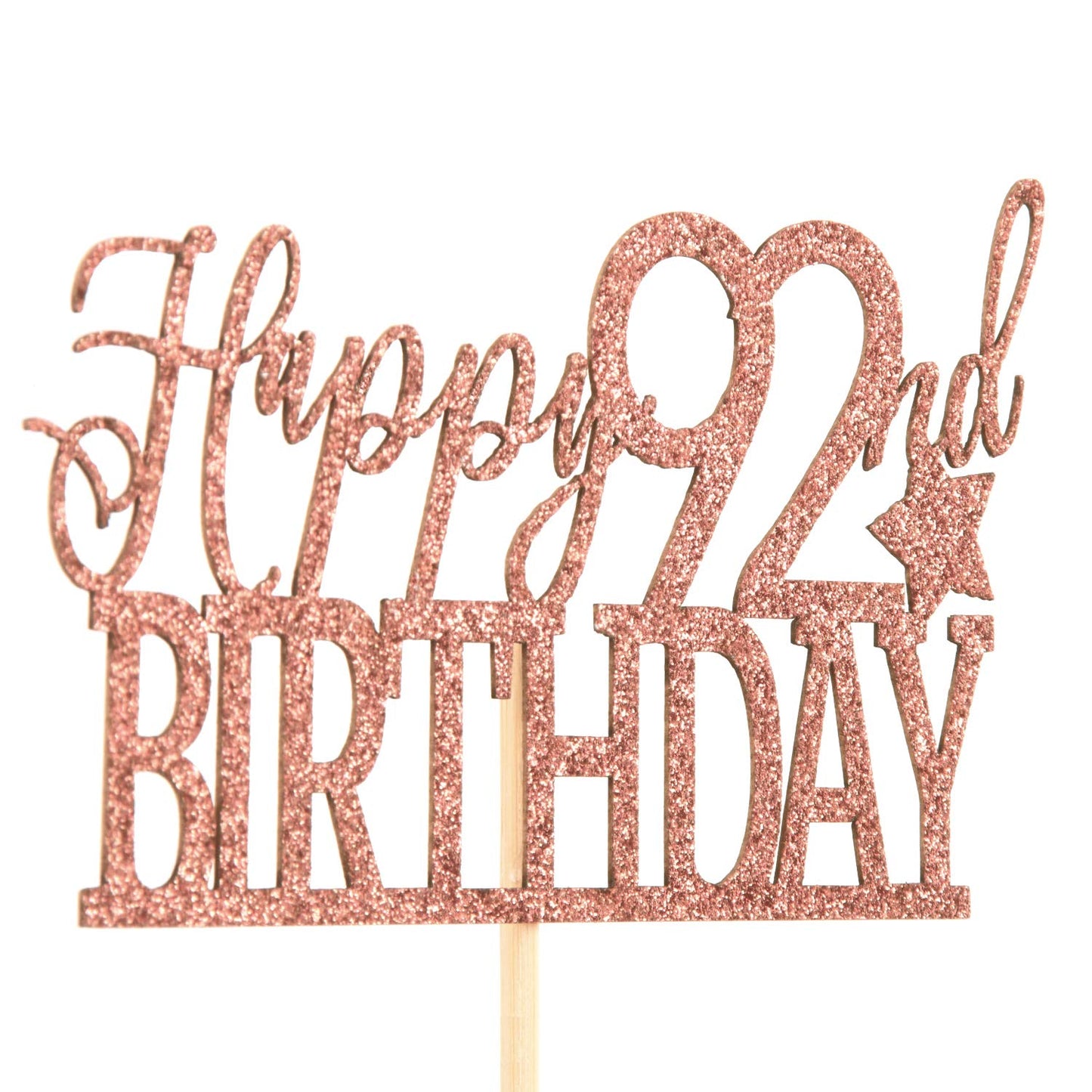 Rose Gold Glitter Happy 92nd Birthday Cake Topper - Hello 92 - Cheers to 92 Years Party Decoration