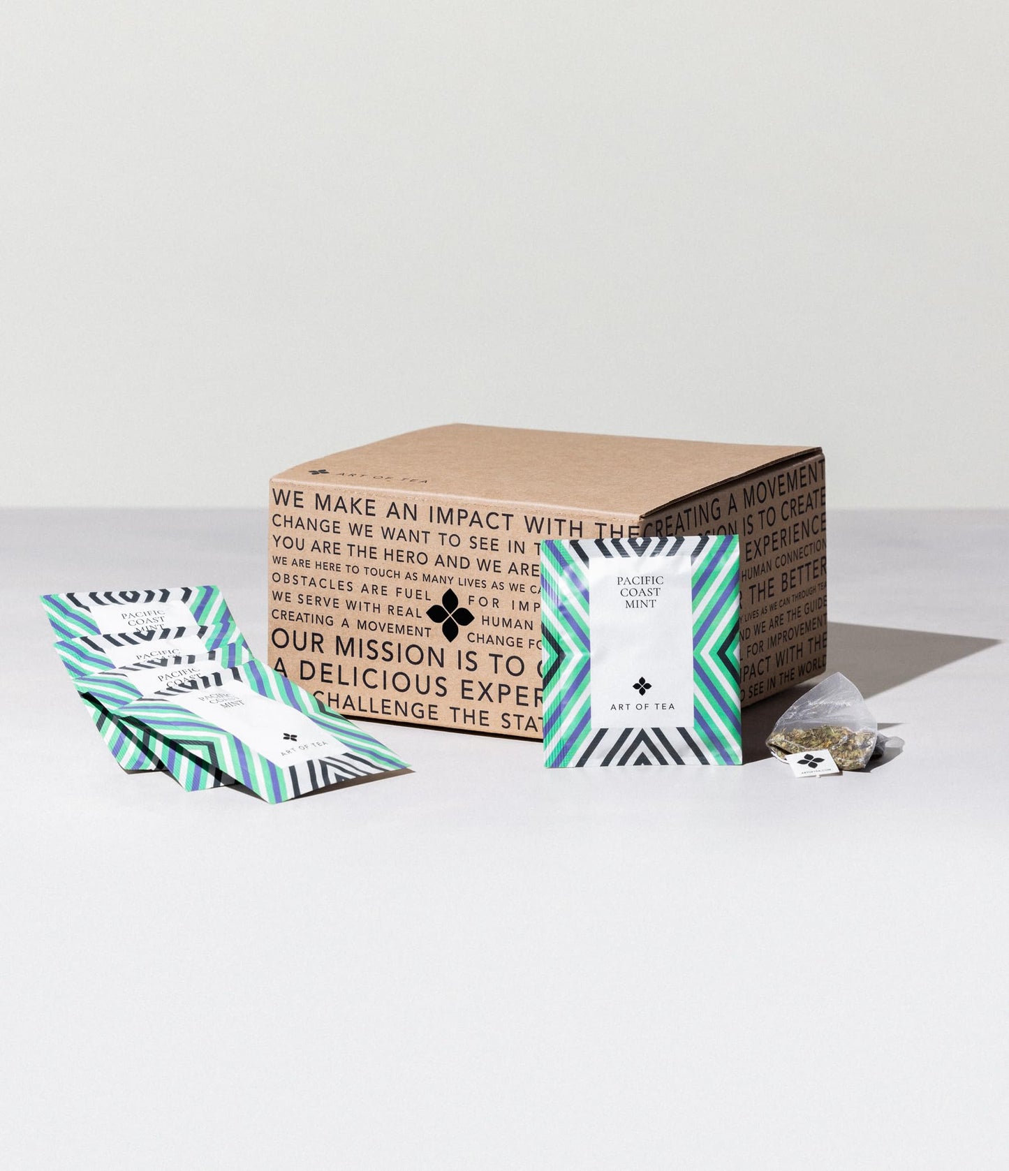 Art Of Tea | Organic Pacific Coast Mint (Naturally Energy Blend Free) | 50 Eco Friendly Pyramid Peppermint Tea Bags | Herbal Tea Bags
