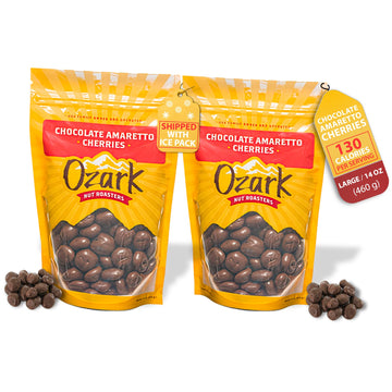 Ozark Nut Roasters, Chocolate Amaretto Cherries, Chocolate-Flavored Cherry Snacks, World-Class Gourmet Candied Nuts, Resealable