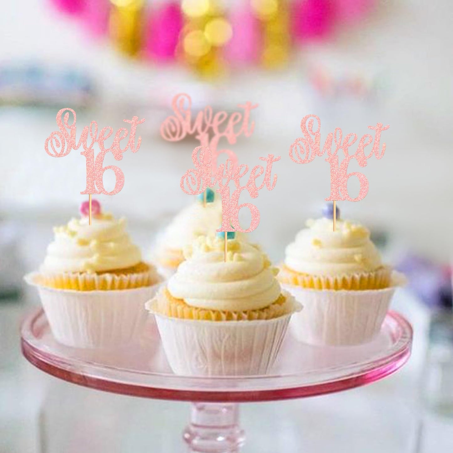Keaziu 24 Pack Sweet 16 Cupcake Toppers Sweet Sixteen 16 Happy 16 Cupcake Picks For 16Th Birthday Wedding Anniversary Party Cake