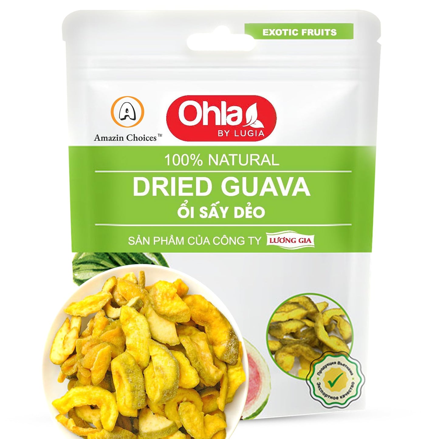Amazin Choices Dried Guava - Gluten-Free Vegan Snack - Non-Gmo Exotic Vietnamese Guava Slices Snack Viet (17.63 Oz)