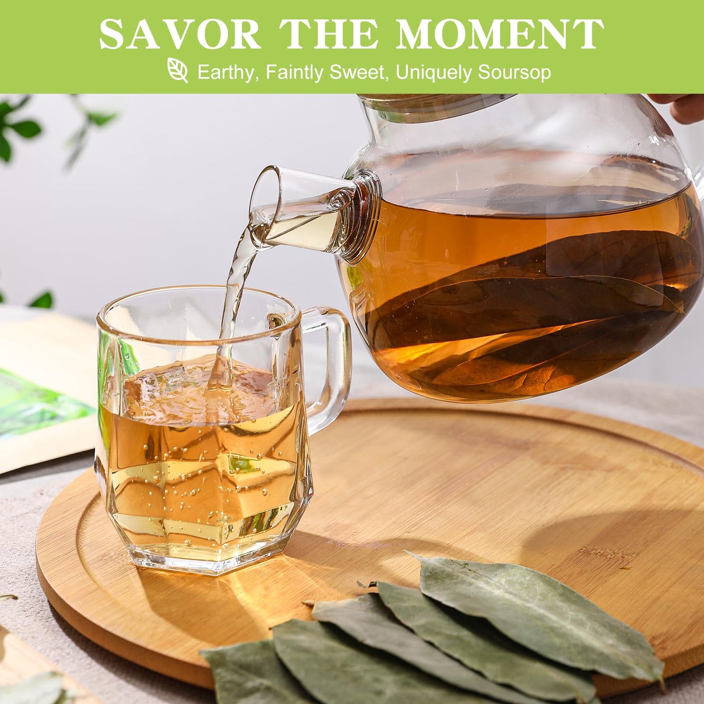 FullChea Soursop Leaves Tea - Non-GMO, Caffeine-Free, 2.47 oz, Improve Digestion & Support Skin & Sleep