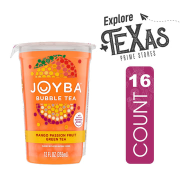 Joyba 16 Pack Mango Passionfruit Bubble Green Tea Cups 12 Fl Oz With Delicious Natural Fruit Flavored Popping Boba + 1 Freebie B
