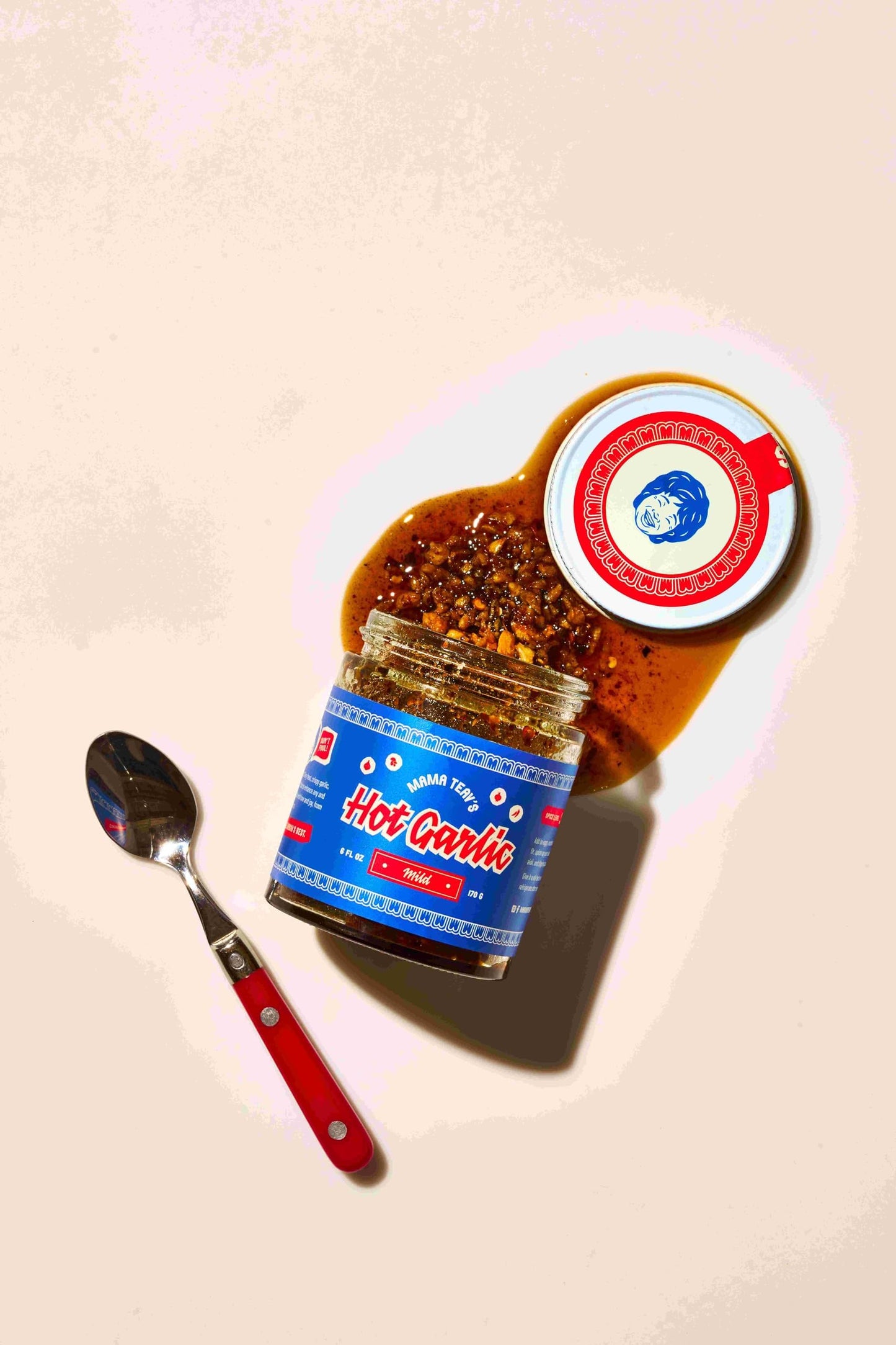MAMA TEAVS Mild Garlic Chili Crisp - Vegan, Gluten-Free Chili Oil with Garlic & Cambodian Chilis - 16oz Jar