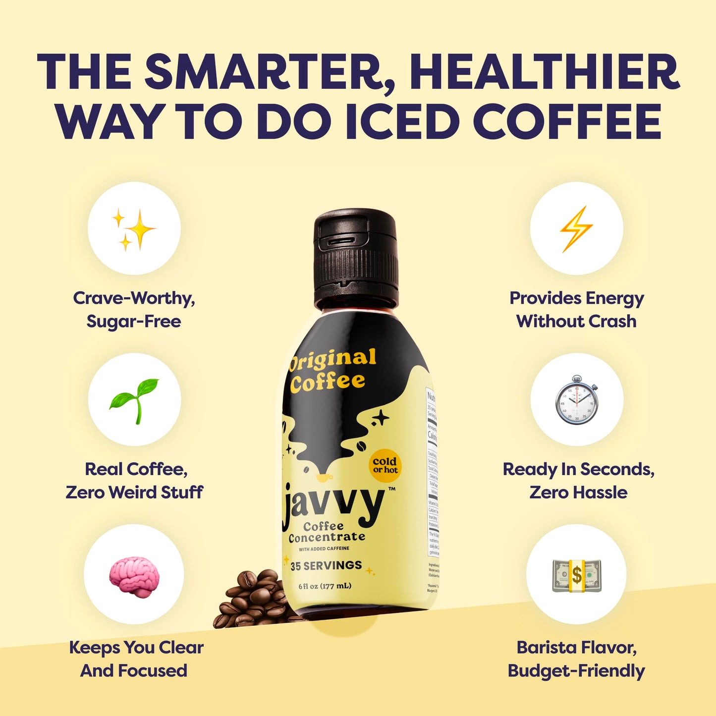 Javvy Coffee Concentrate - Cold Brew Coffee, 6 Fl Oz (Pack of 2), Black