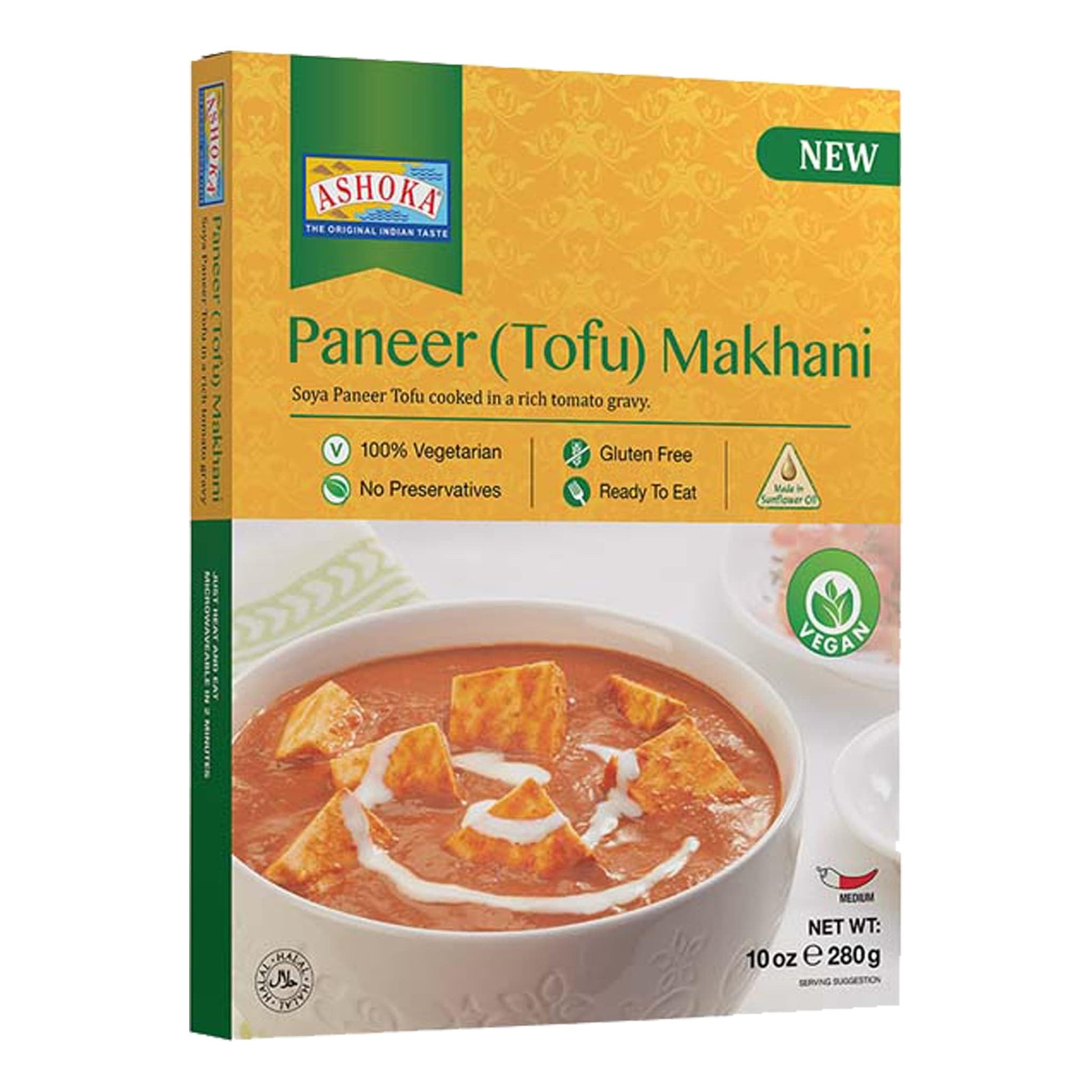 Ashoka Meals 1932, Tofu Curry, Plant-Based Gluten Free Meals, All-Natural, Ready to Heat Paneer Makhani, Kosher Certified, Authe