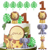 Safari Animal Cake Toppers Jungle Wild One Cake Decorations With Lion Giraffe Elephant Zebra For Wild Animals Themed Birthday Ca