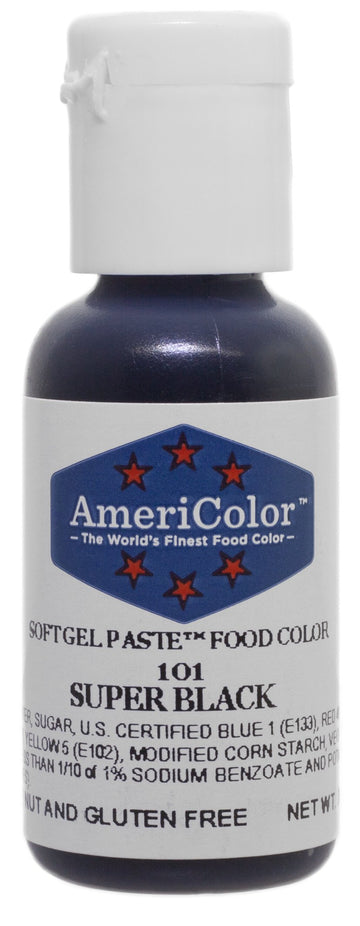 Americolor, Super Black, .75 Ounce Bottle, Soft Gel Paste Food Color