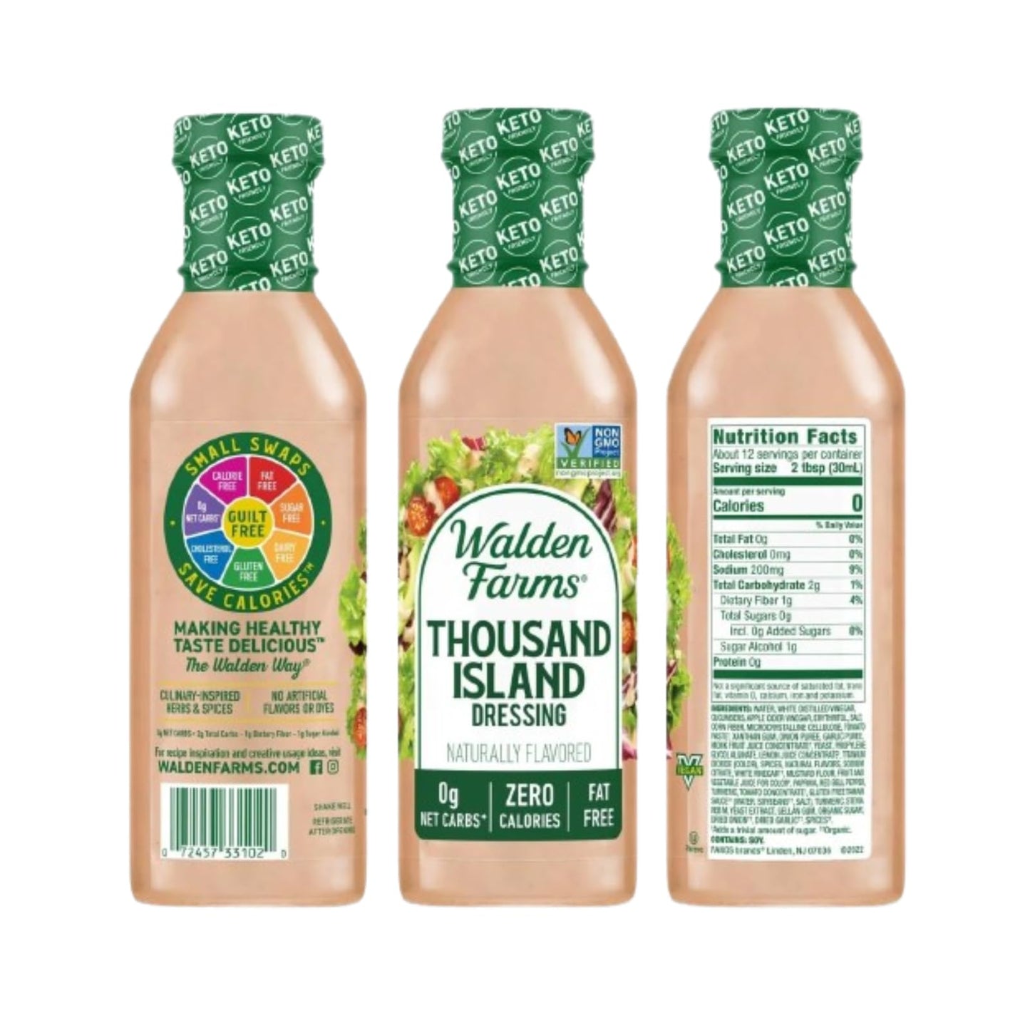 Walden Farms Thousand Island Dressing - Calorie-Free, Gluten-Free, Low Carb, Keto-Friendly, Sugar-Free, Creamy Thousand Island F