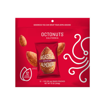 Octonuts Korean BBQ Almonds - 12 Individually Wrapped Snack Packs (1oz Each), Healthy Snacks for Adults and Kids, Non-GMO, Keto