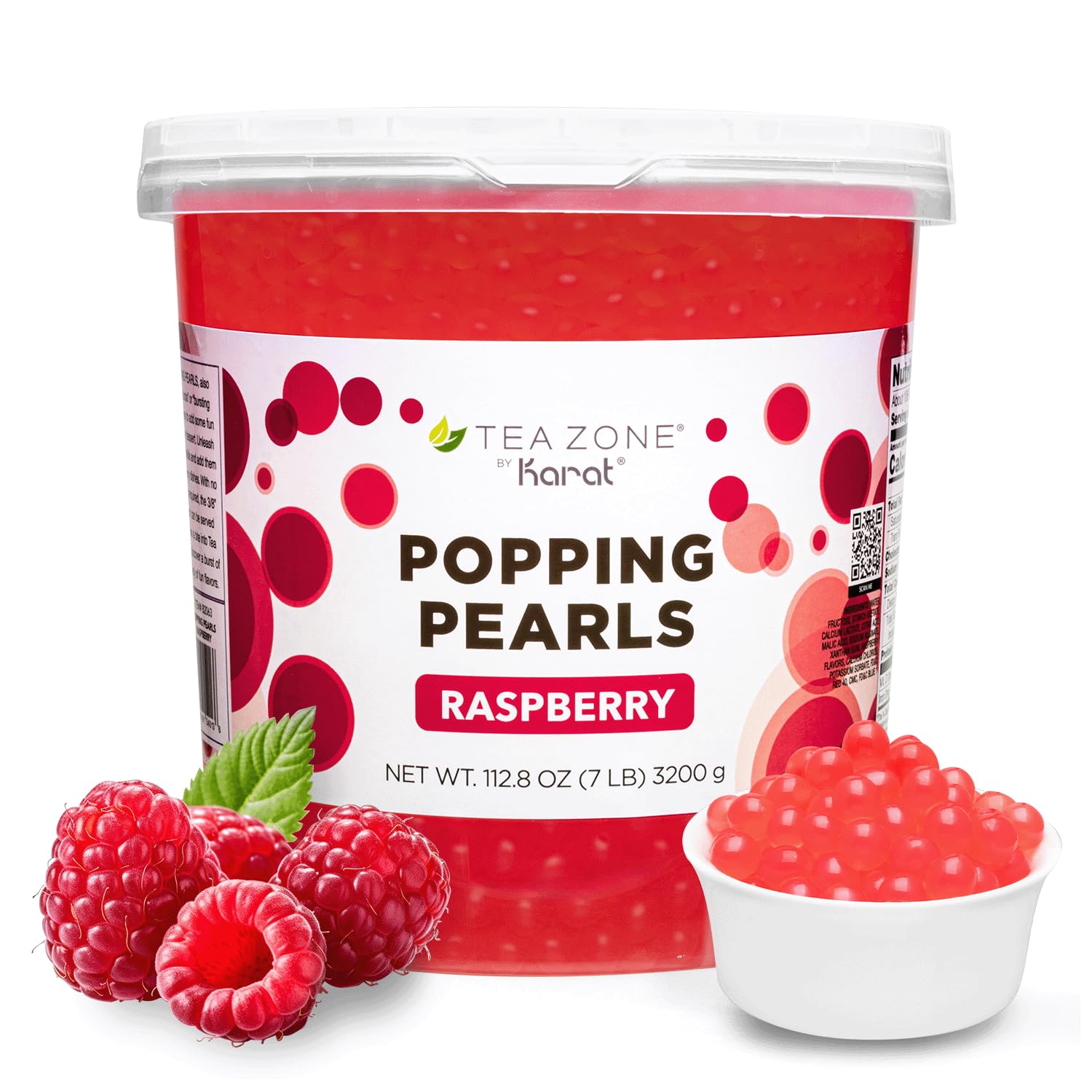 Tea Zone B2063 Raspberry Popping Pearls for Boba tea Beverages, Sweets, Ice Cream Topping (7 lbs)