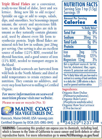 Triple Blend Flakes 1 Oz Shaker - Sea Seasonings - Organic Seaweed