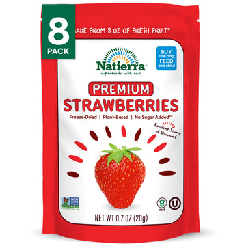 Natierra Premium Freeze-Dried Strawberries | Non-Gmo & Vegan | 0.7 Ounce (Pack Of 8)