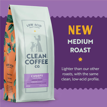 Clean Coffee Co. - Low Acid Medium Roast, Tested For Molds And Toxins, Costa Rica Blend, Notes Of Milk Chocolate, Roasted Nuts,
