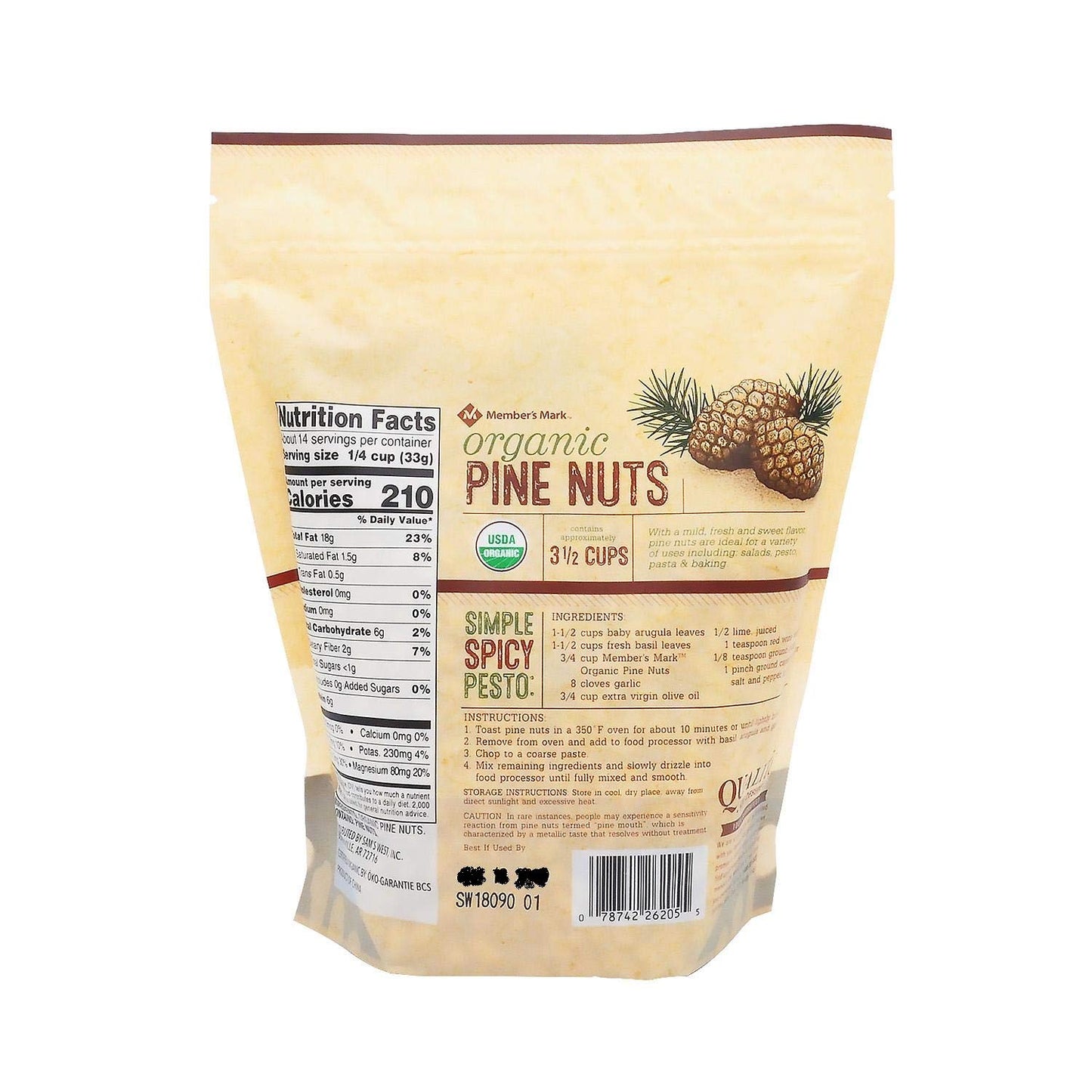 Member's Mark Organic Pine Nuts, 16 Ounce