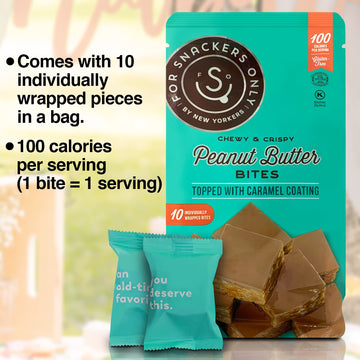 For Snackers Only Peanut Butter Bites - Gluten Free, Vegan, Non-Dairy - 3 Pack of 24 Individually Wrapped 100 Calorie Snacks