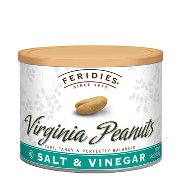 Feridies Salt And Vinegar Virginia Peanuts, Extra Large Roasted, 18 Oz Resealable Gourmet Snack Tin