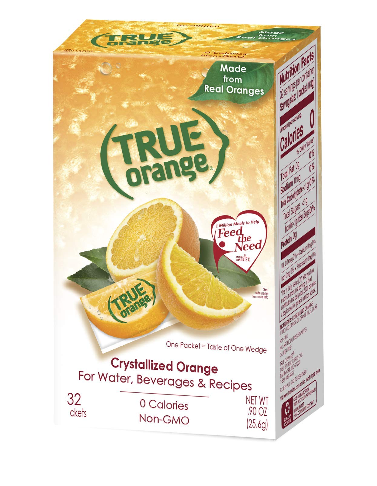 True Orange Water Enhancer (32 Packets) | Zero Calorie Water Flavoring | For Water, Bottled Water, Iced Tea & Recipes | Water Flavor Packets Made With Real Oranges