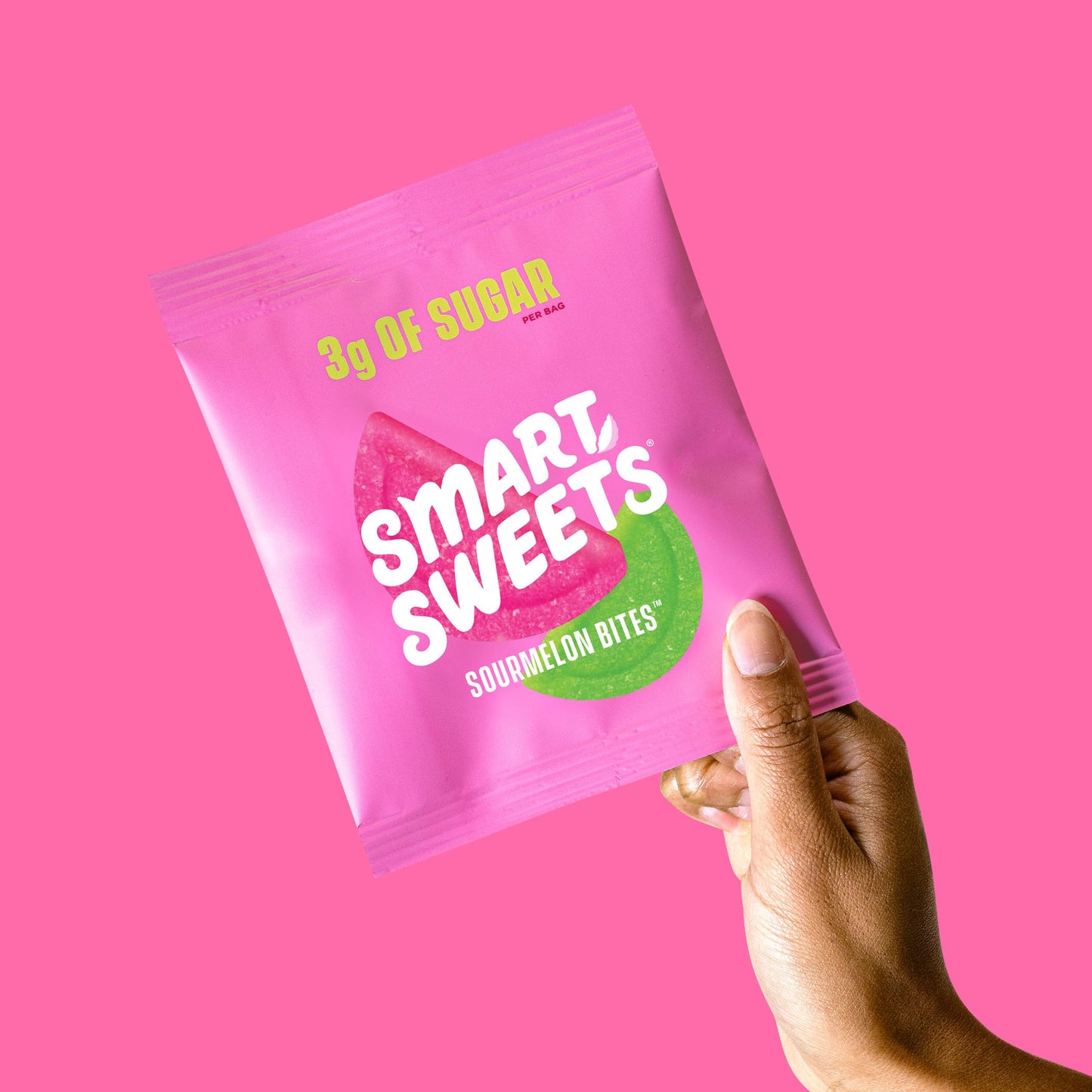 SmartSweets Sourmelon Bites Candy, Low Sugar, Plant-Based, 1.8 Ounce, Pink