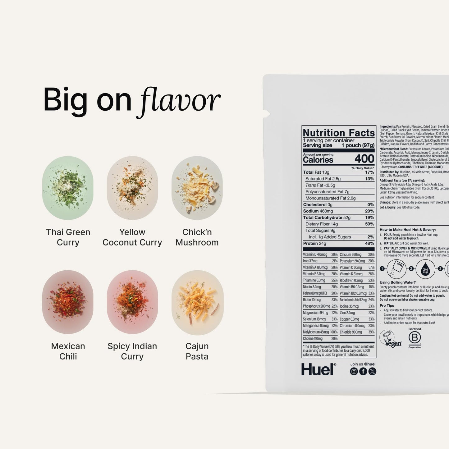 Huel Hot and Savory Meal Packs | Mexican Chili | Up to 25g Protein Plant Based Instant Meal | 27 Vitamins and Minerals | 100% Nu