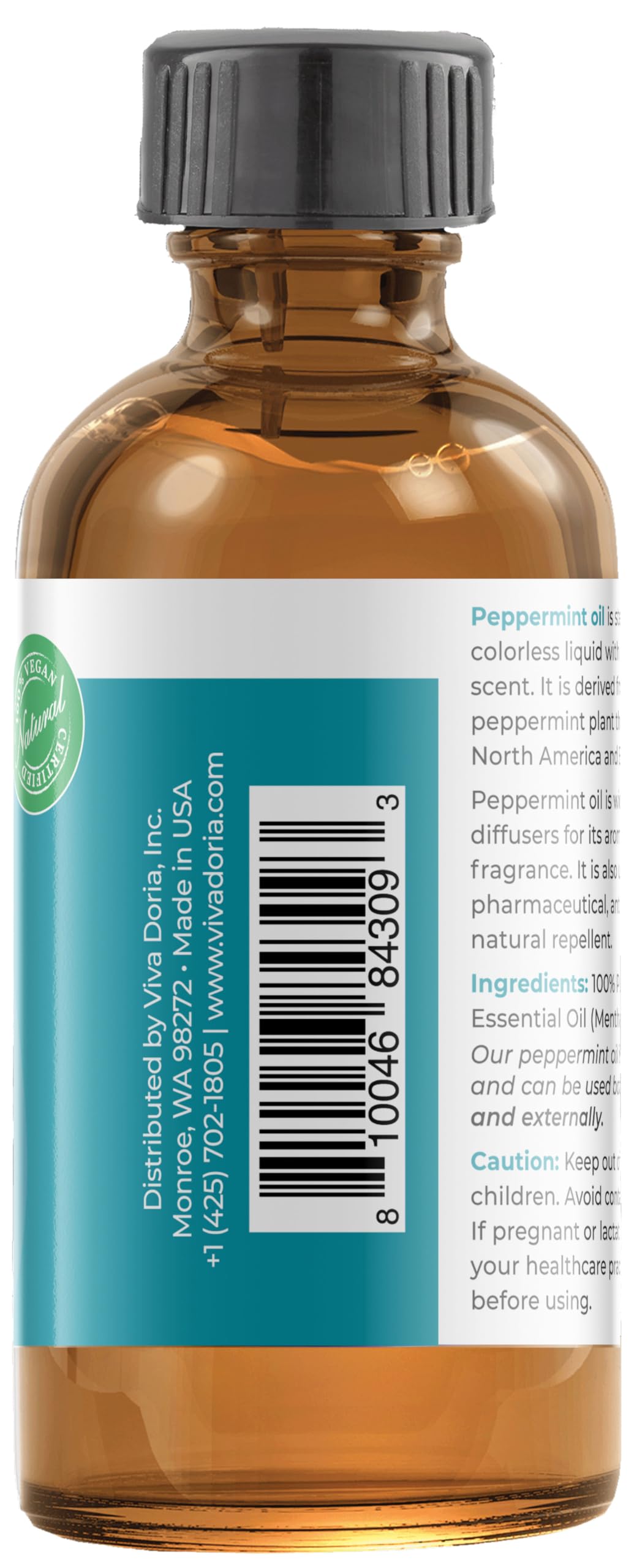 Viva Doria Peppermint Essential Oil, 100% Pure, Natural, Northwest Peppermint Essential Oil, Undiluted, For Aromatherapy | Food Grade, 118 Ml (4 Fluid Ounce)