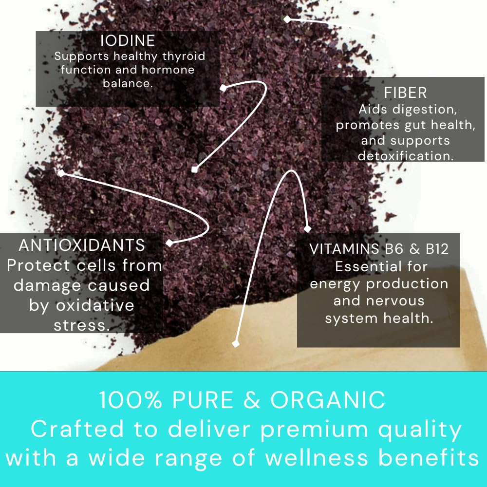 Oceans Balance: Organic Dulse Flakes - Maine Coast Seaweed Atlantic Ocean Sea Vegetables - Perfect for Keto Diet, Paleo Diet, Ve